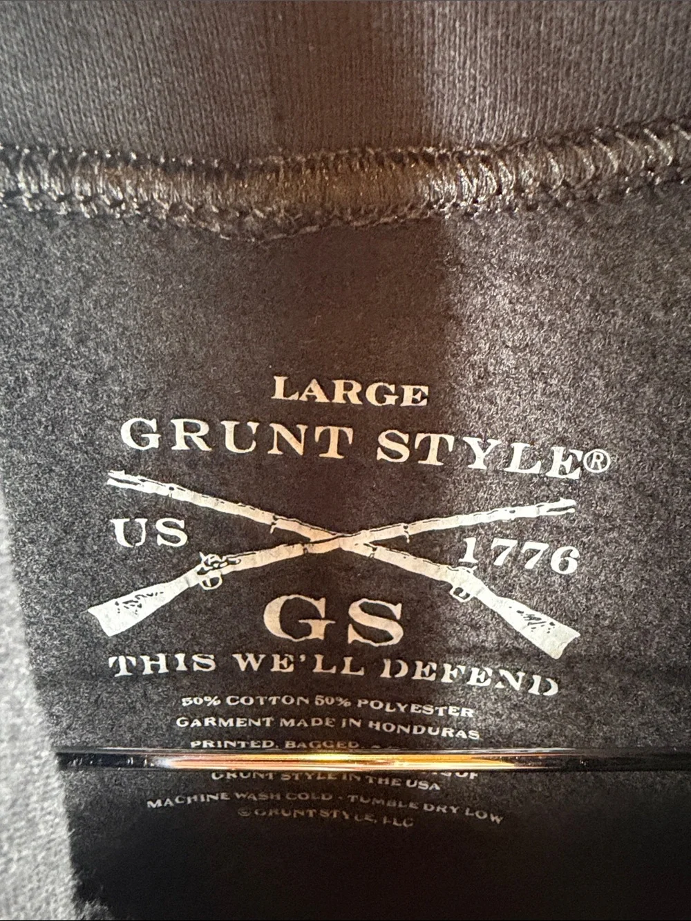 Grunt Style Black Crewneck Hoodie with White MOM Graphic. Womens Size L
